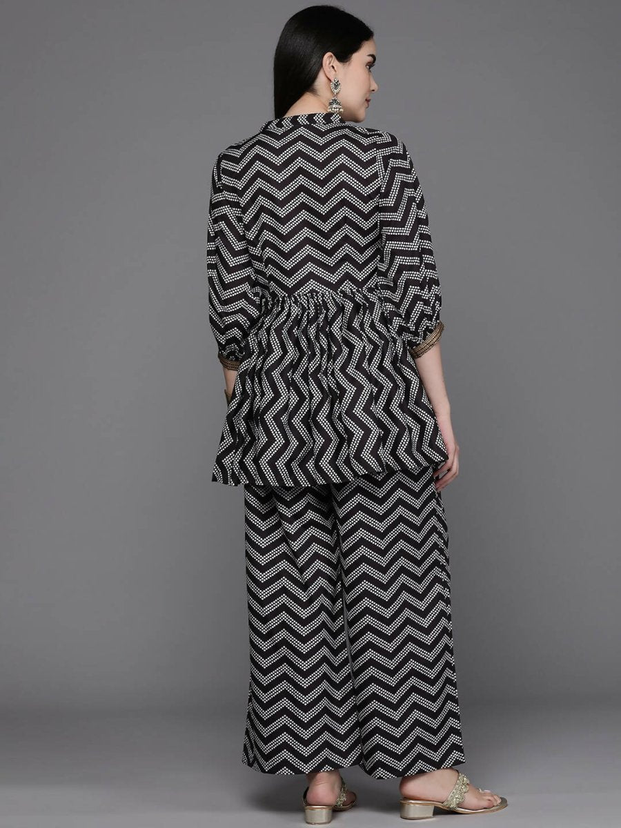 Ahalyaa Women Printed Ethnic Co-Ords - Black Color | Grocsy