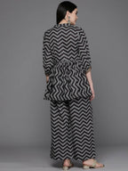 Ahalyaa Women Printed Ethnic Co-Ords - Black Color | Grocsy