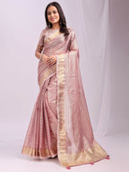 Shree Shyam Fashion Organza Pink Saree | Grocsy