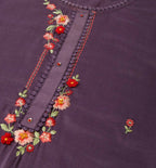 Purple Chinon Embroidered Straight Kurta with Trouser & Dupatta - Salimar | Grocsy