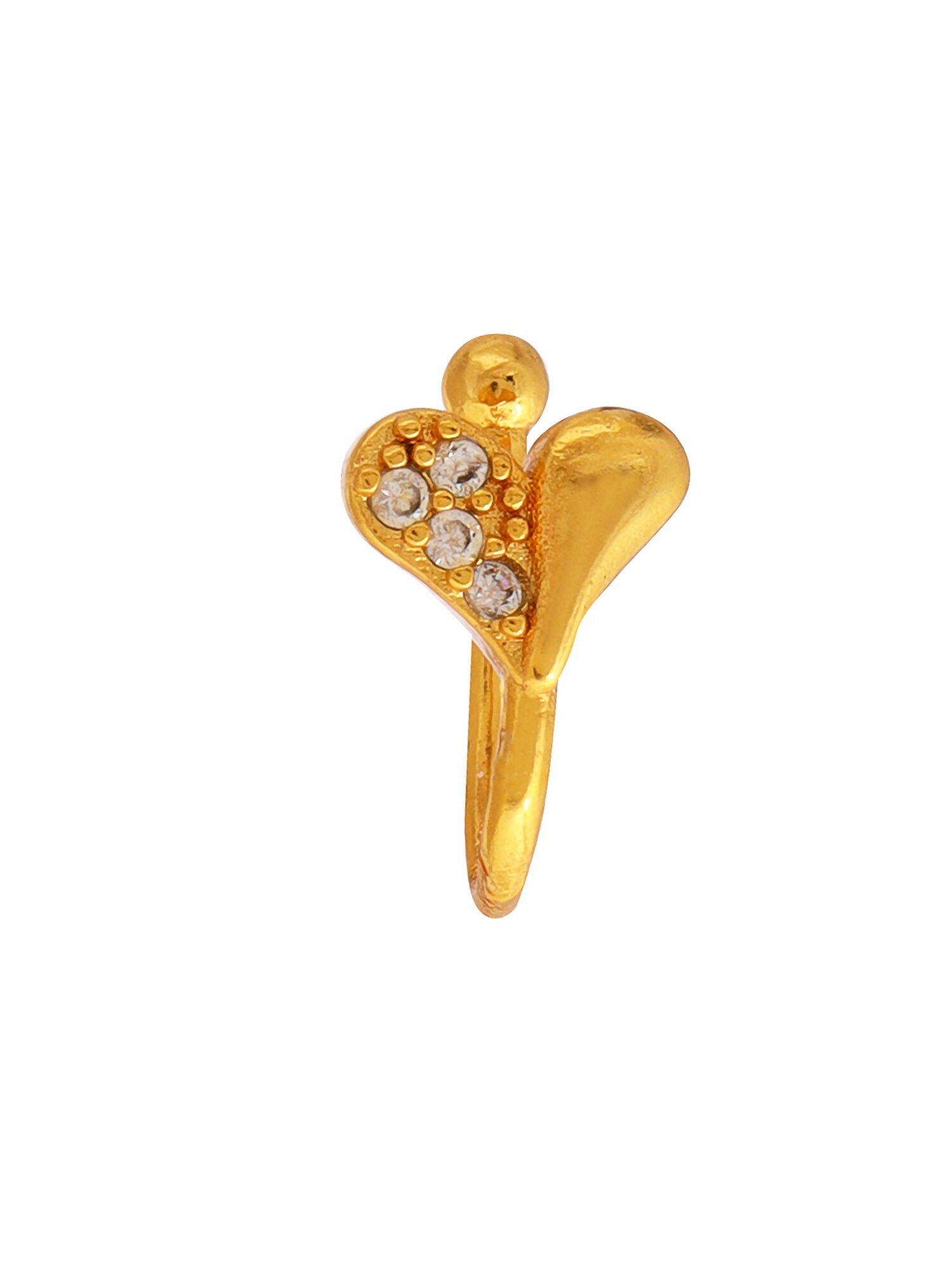 Ruby Raang Gold Heart Nose Pin | Grocsy