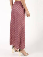 Aniyah Rayon Block Print Flared Pink Palazzo Dusty (AN-158K) | Grocsy