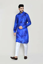 Joban Fashion Royal Blue Colored Cotton Silk Fabric Kurta With Straight Fit Pant | Grocsy
