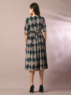 Myshka Women's Multi Printed Cotton V-Neck Empire Party Dress | Grocsy