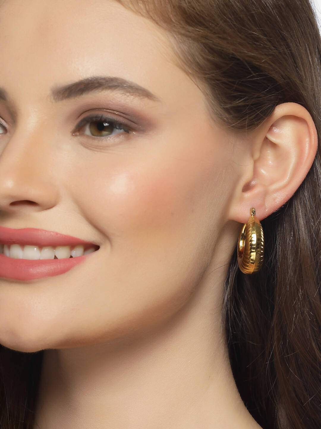 NVR Women Gold Circular Hoop Earrings | Grocsy