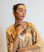 Timaraa Camel Beige To Ivory Ombre Embellished Kaftan Dress | Grocsy