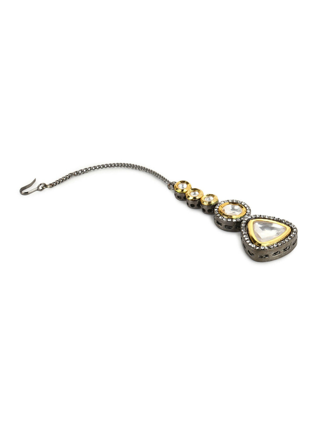 Gold-Polished Gold-Toned Kundan Maang Tikka - Ruby Raang | Grocsy