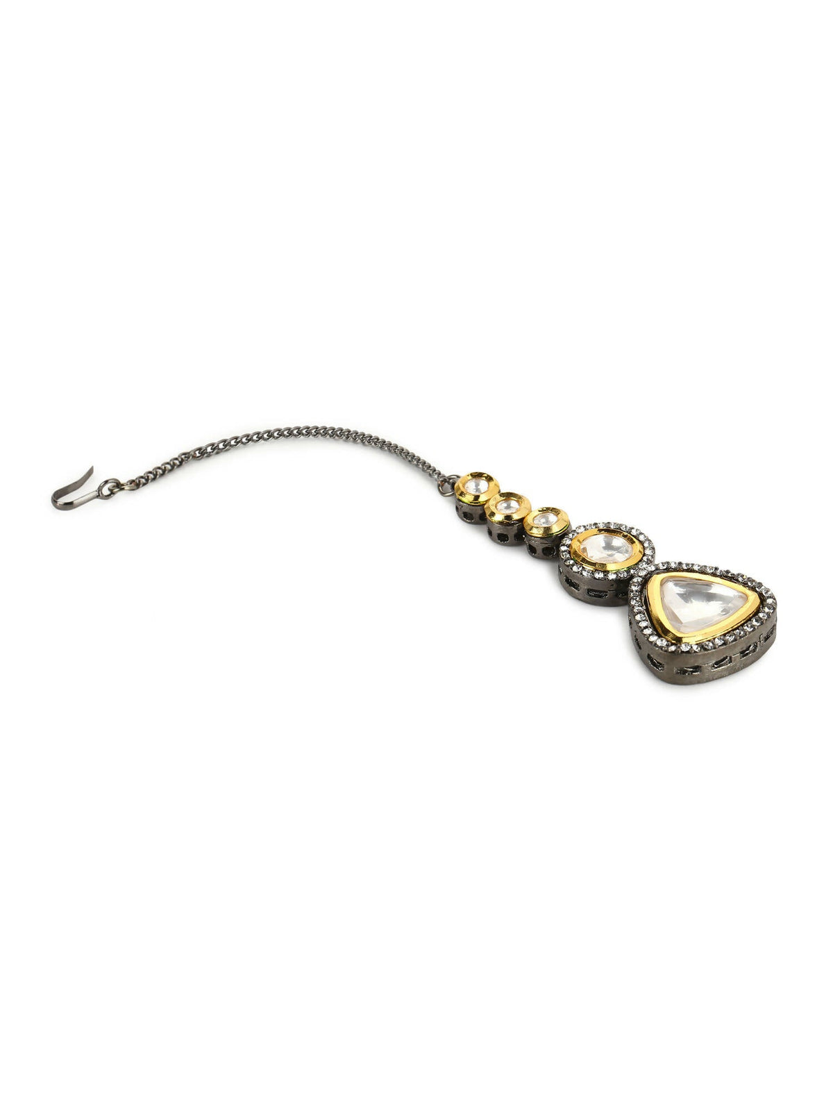 Gold-Polished Gold-Toned Kundan Maang Tikka - Ruby Raang | Grocsy
