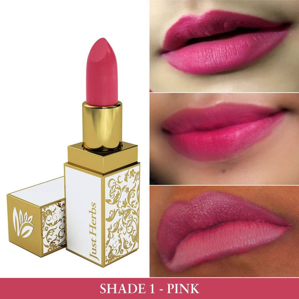 Just Herbs Herb Enriched Ayurvedic Lipstick (Pink, Shade no. 1) | Grocsy
