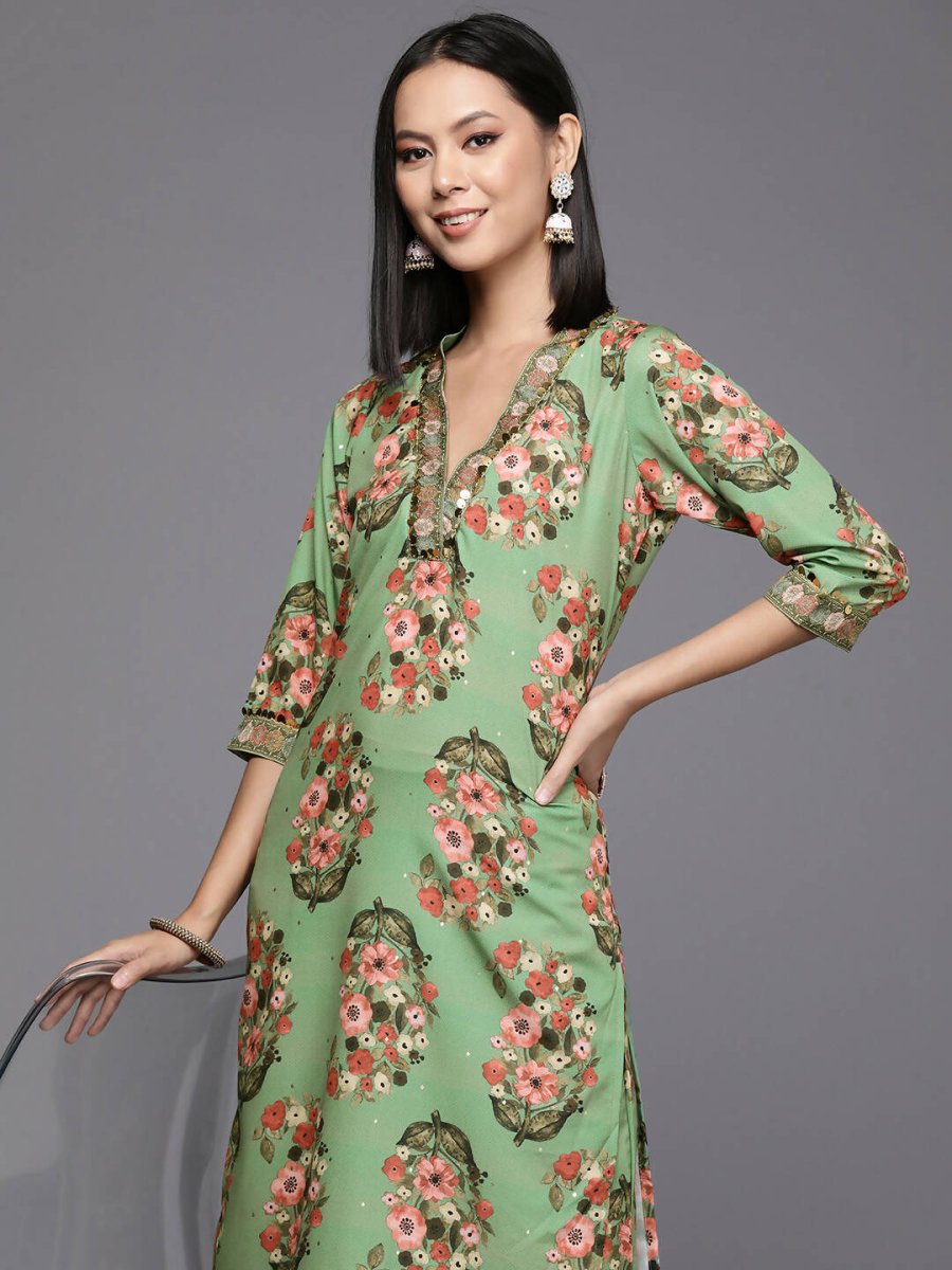 Ahalyaa Women's Traditional wear Kurta Set - Green | Grocsy