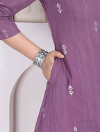 Miravan Womens Abstract Printed Wine Kurta Set | Grocsy