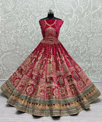 Jyoti Fashion Women's Rani Pink Velvet Fancy Dori & Sequins with Multi Thread Embroidered with Diamond Work Wedding Lehenga Choli | Grocsy