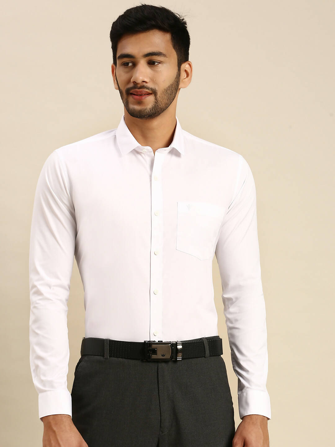Ramraj Cotton Mens Full Sleeve White Shirt Plus Size - 100% Cotton | Grocsy