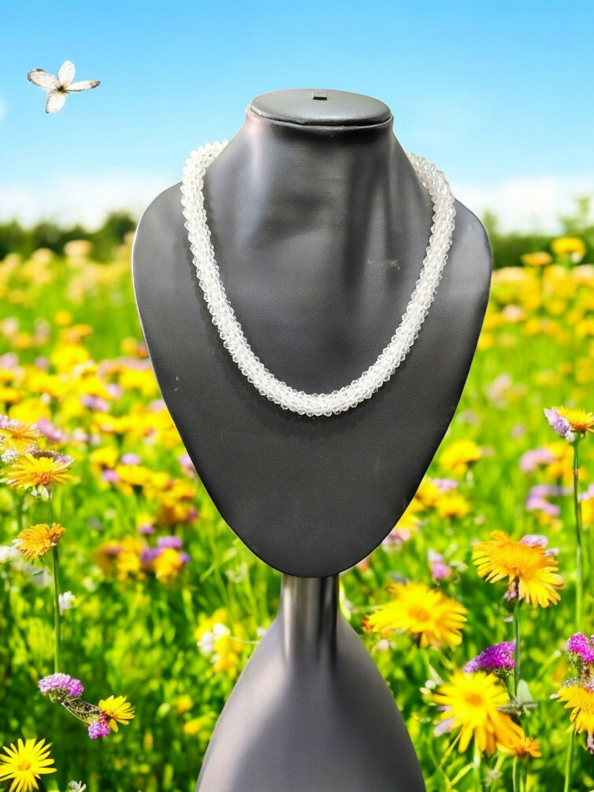 Inhanns Noor-E-Jalwa – Handmade Crystal Bead Necklace -Adjustable - White Only Necklace | Grocsy