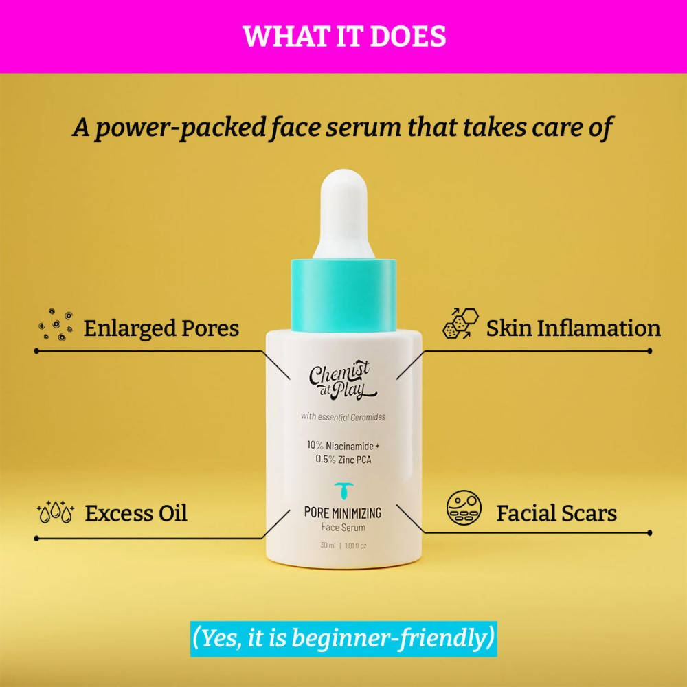 Chemist At Play Pore Minimizing Face Serum For Oily Skin with Visible Pores, Controls Excess Sebum, Oil Production | Grocsy