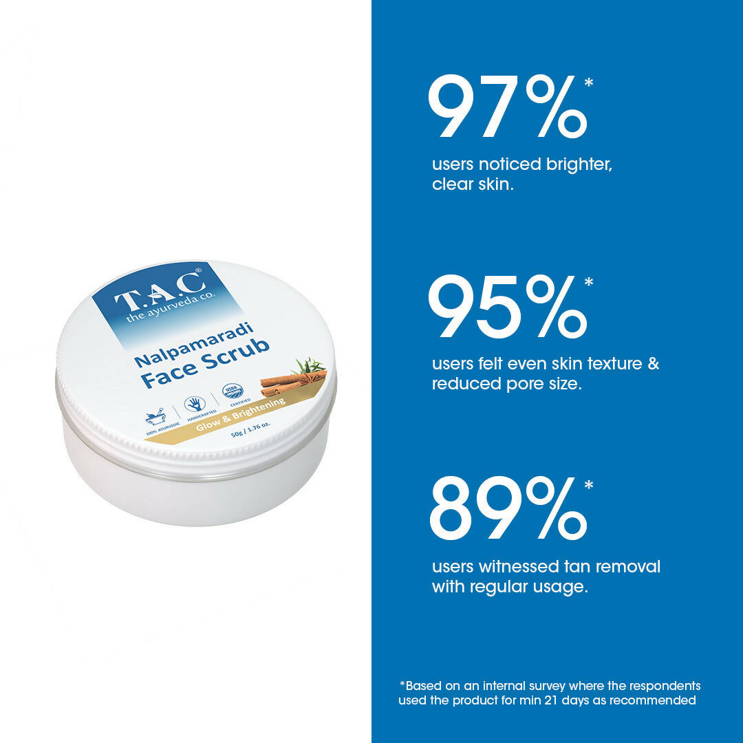 TAC - The Ayurveda Co. Nalpamaradi Face Scrub for Glowing & Brightening Skin with Triphala Powder for Women & Men | Grocsy