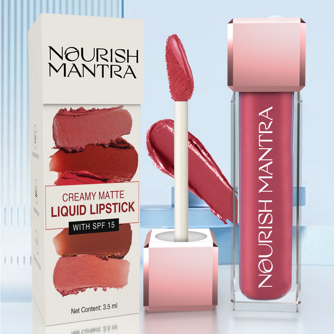 Nourish Mantra Liquid Lipstick Creamy Matte with SPF / Water Proof, Smudge Proof Shade-Jashn-e-gulab | Grocsy