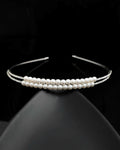 VOJ Silver Plated Pearl Studded Double Layer Hairband | Grocsy