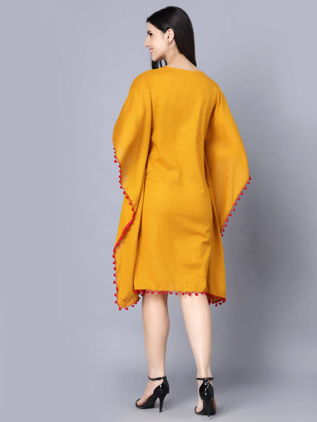 Myshka Mustard Yellow Layered Kaftan Dress | Grocsy