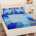 Vamika Printed Cotton Blue & Multicolor Bedsheet With Pillow Covers (LEOC_CHOK_B) | Grocsy