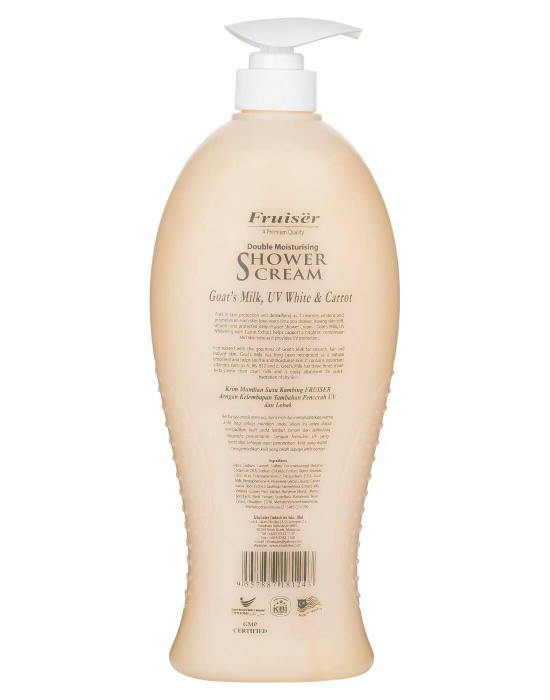 Fruiser Double Moisturising Shower Cream Goat’s Milk UV White With Carrot | Grocsy