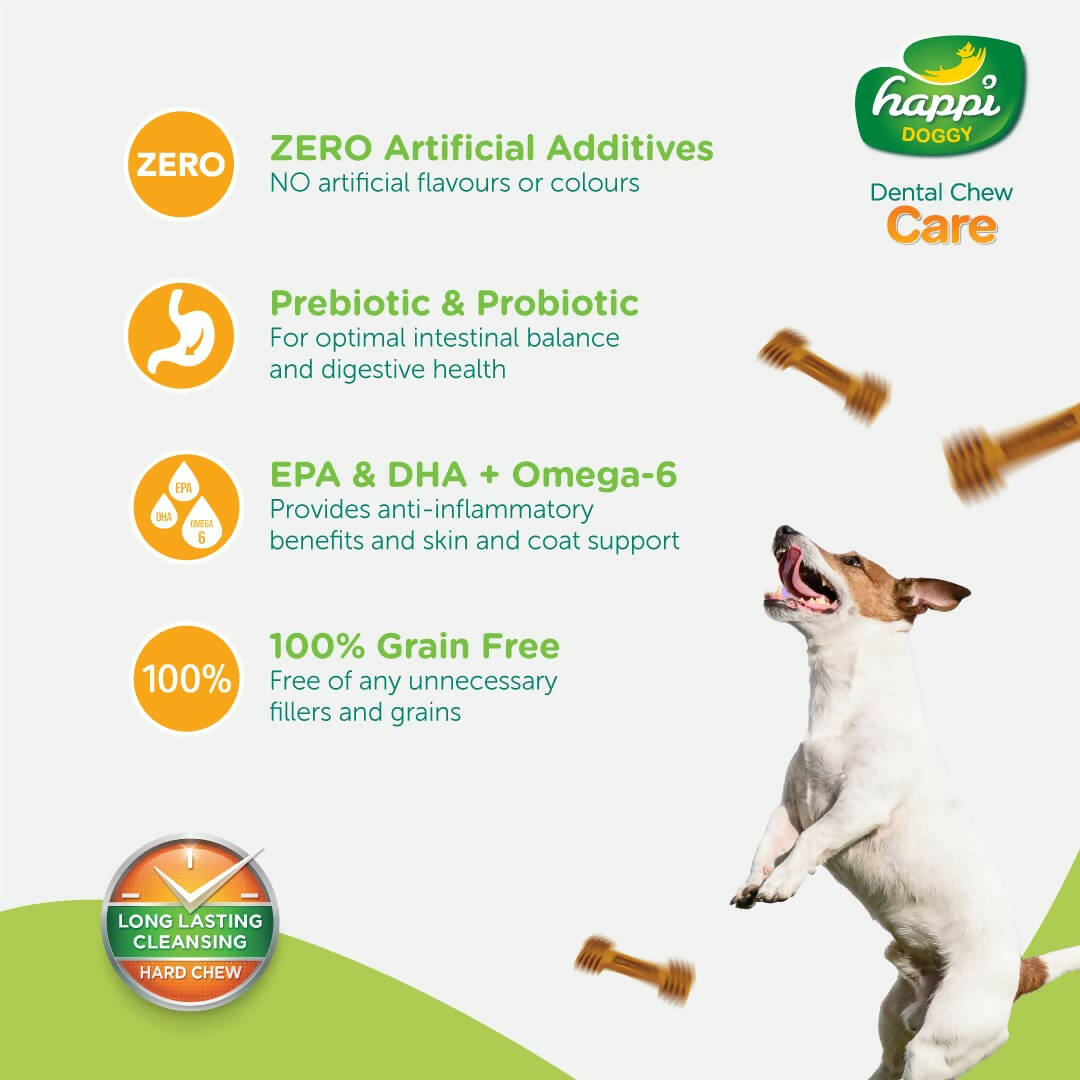 Happi Doggy Dental Chew Care Immune Support Turmeric & Shiitake | Grocsy