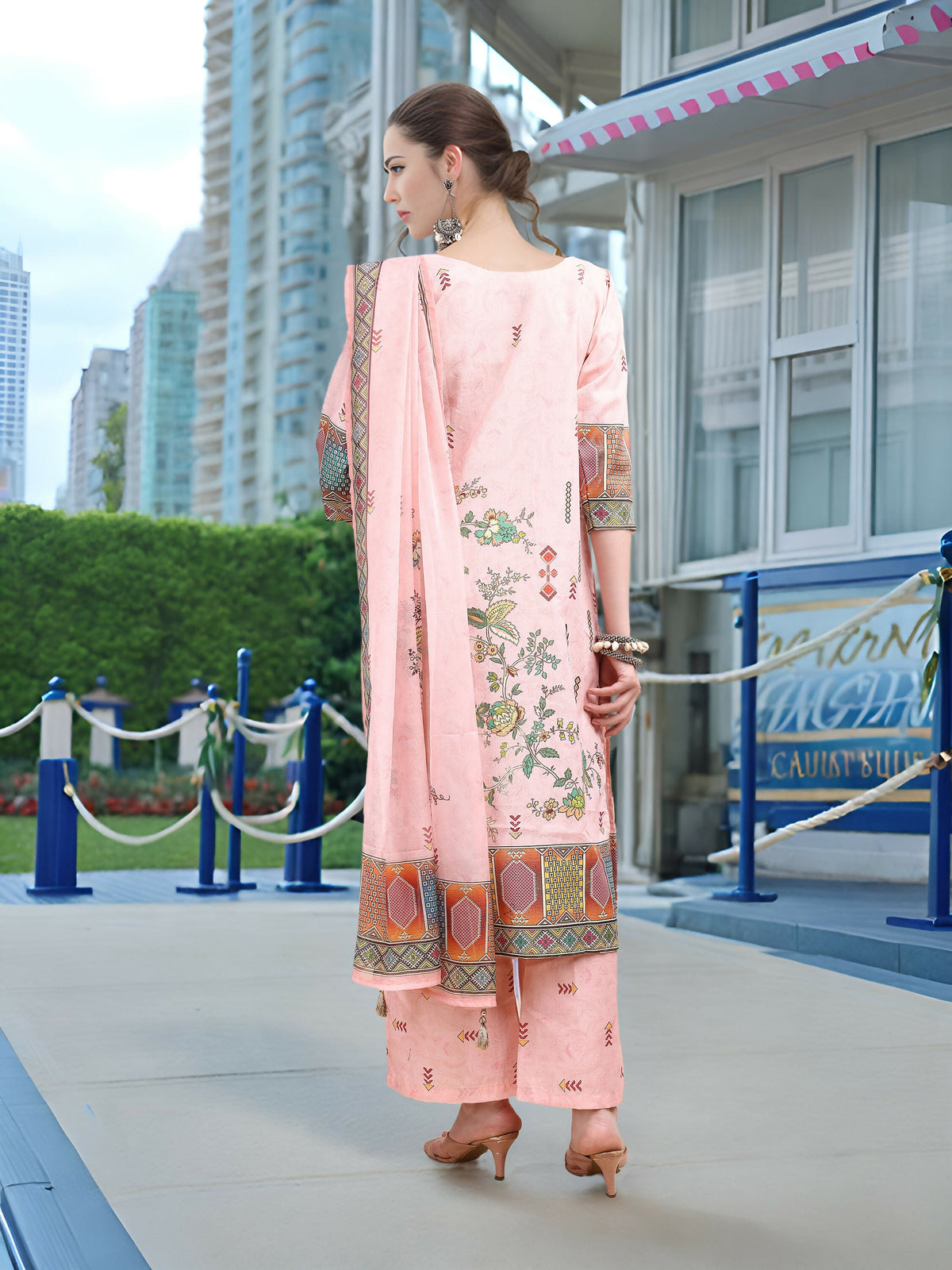 Joban Fashion Pink Position Digital Print With Position Foil Kurta Set | Grocsy
