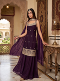 Teeya Creation Elegant Purple Ethnic Suit Set With Dupatta | Grocsy
