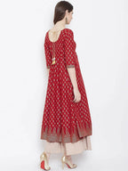 Cheera Embellished Daily Wear Cotton Blend Kurta - Red | Grocsy