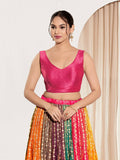 Joban Fashion Pink Mulberry Silk Padded Blouse With Round Neck Sleeveless | Grocsy