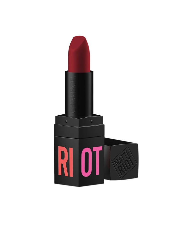 Chambor Long Lasting Matte Riot Lipstick- Road Rage Red 203 | Grocsy