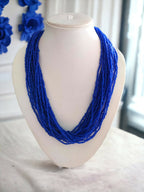 Inhanns Handmade Beaded Multilayer Necklace, 20 Layers - Blue | Grocsy