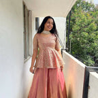 Teeya Creation Peach Color Crunchy Silk Embroidery Work Festiwal Wear Salwar Suit | Grocsy