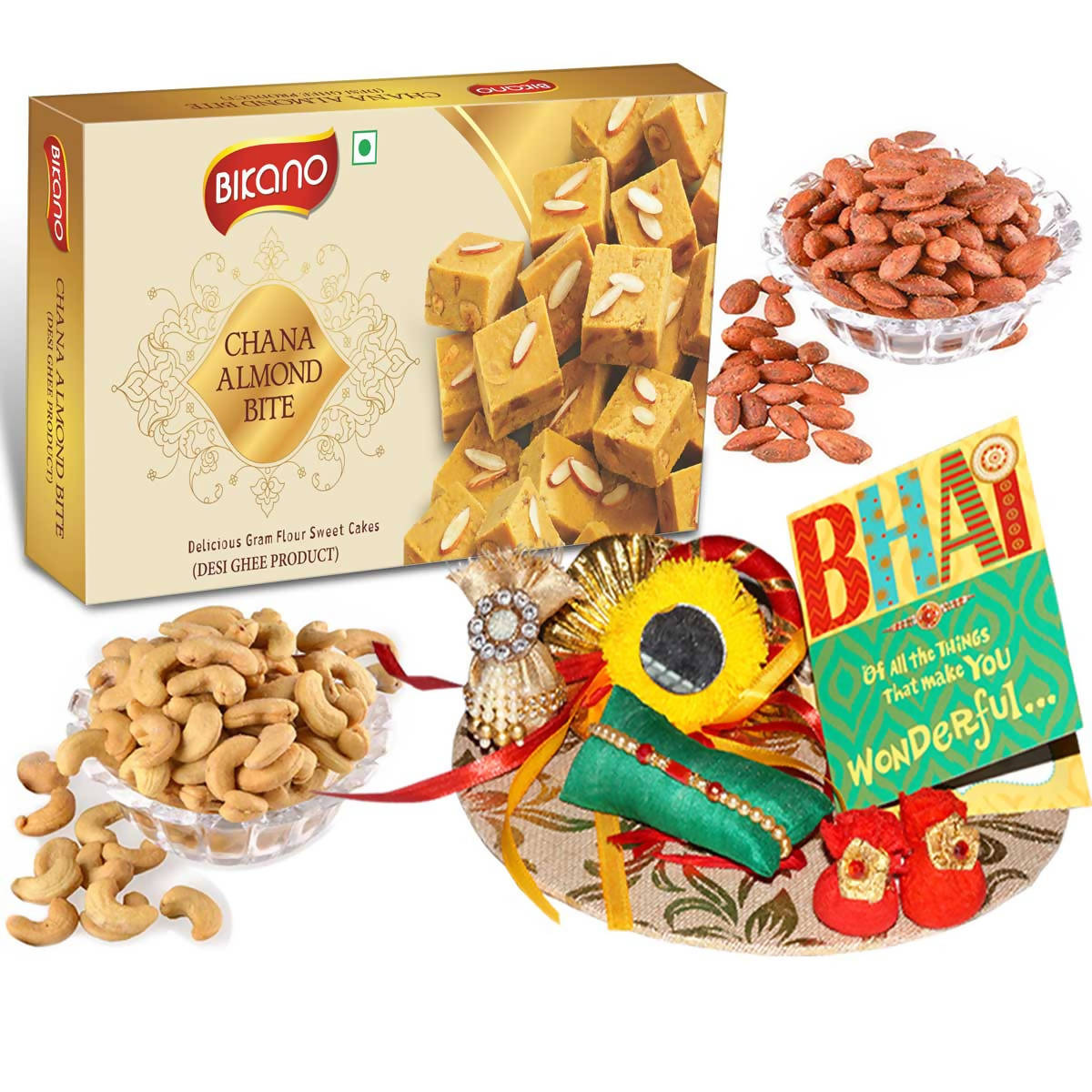 Bikano Chana Almond Bite and Dryfruits Rakhi Gifts | Grocsy