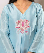 Timaraa Azure Lotus – Handcrafted Upada Silk Co-Ord Set | Grocsy