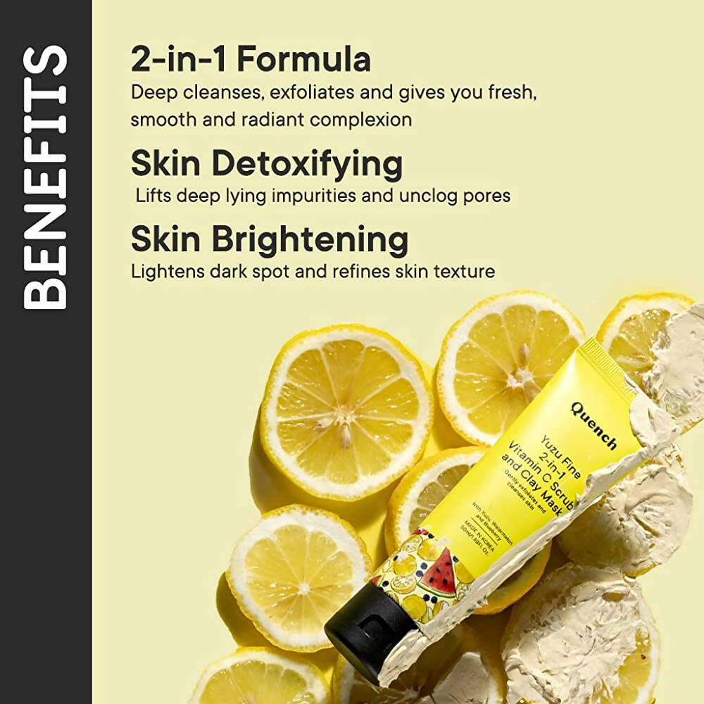 Quench Botanics Yuzu Fine 2-in-1 Vitamin C Scrub and Clay Mask - Korean Skincare | Grocsy