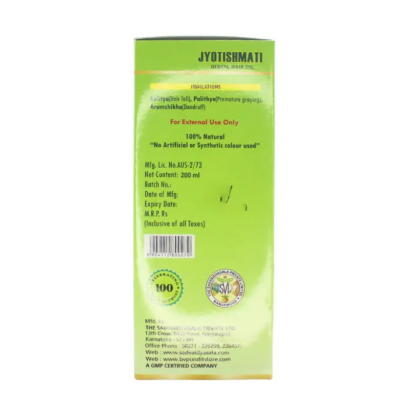 B V Pundit's Jyotishmati Herbal Hair Oil | Grocsy