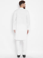Even Apparels White Color Pure Cotton Band Collar Men's Kurta | Grocsy