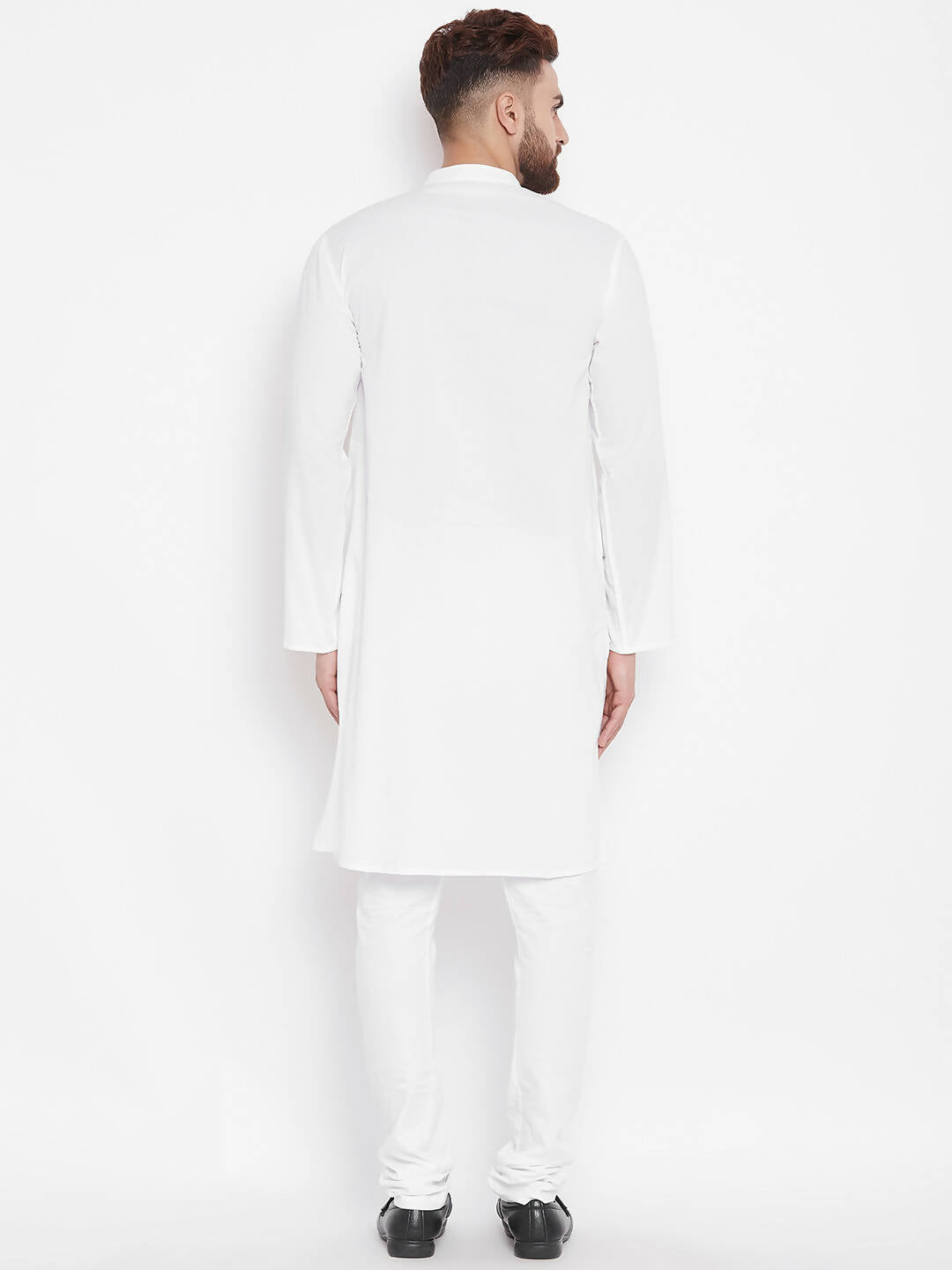 Even Apparels White Color Pure Cotton Band Collar Men's Kurta | Grocsy