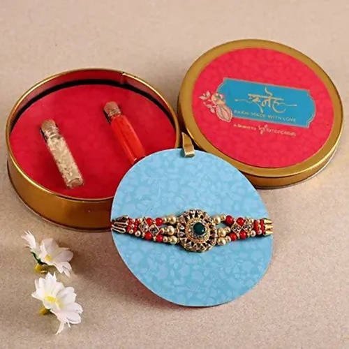 American Diamond Motif Style Rakhi | Grocsy