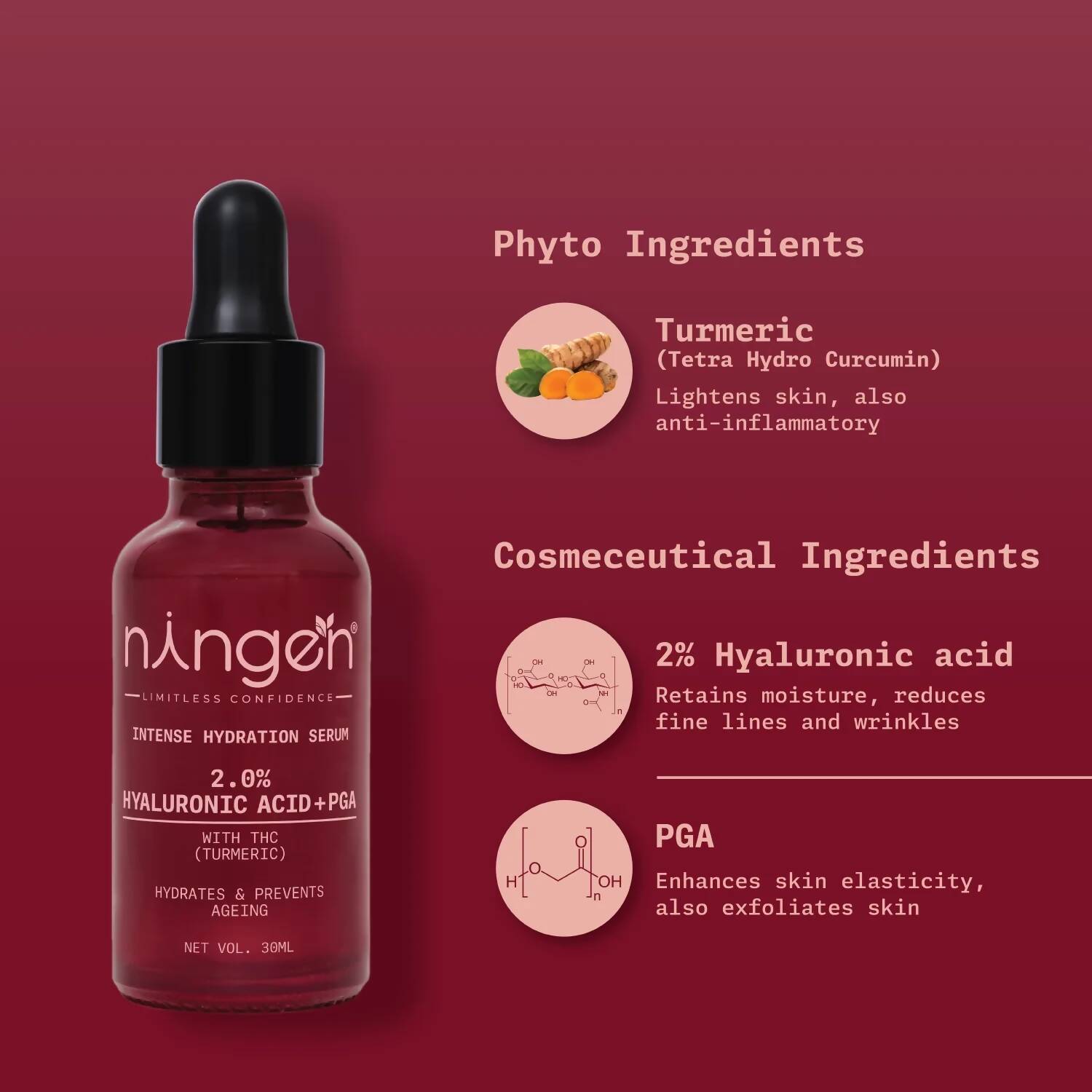 Ningen Intense Hydration Serum - 2% Hyaluronic Acid | Grocsy