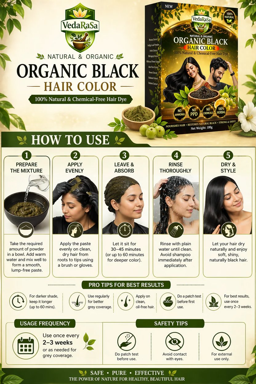 VedaRasa Natural & Organic Black Hair Color | Grocsy