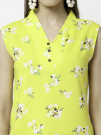 Myshka Printed Sleeveless V-Neck Casual Cotton Top For Women | Grocsy