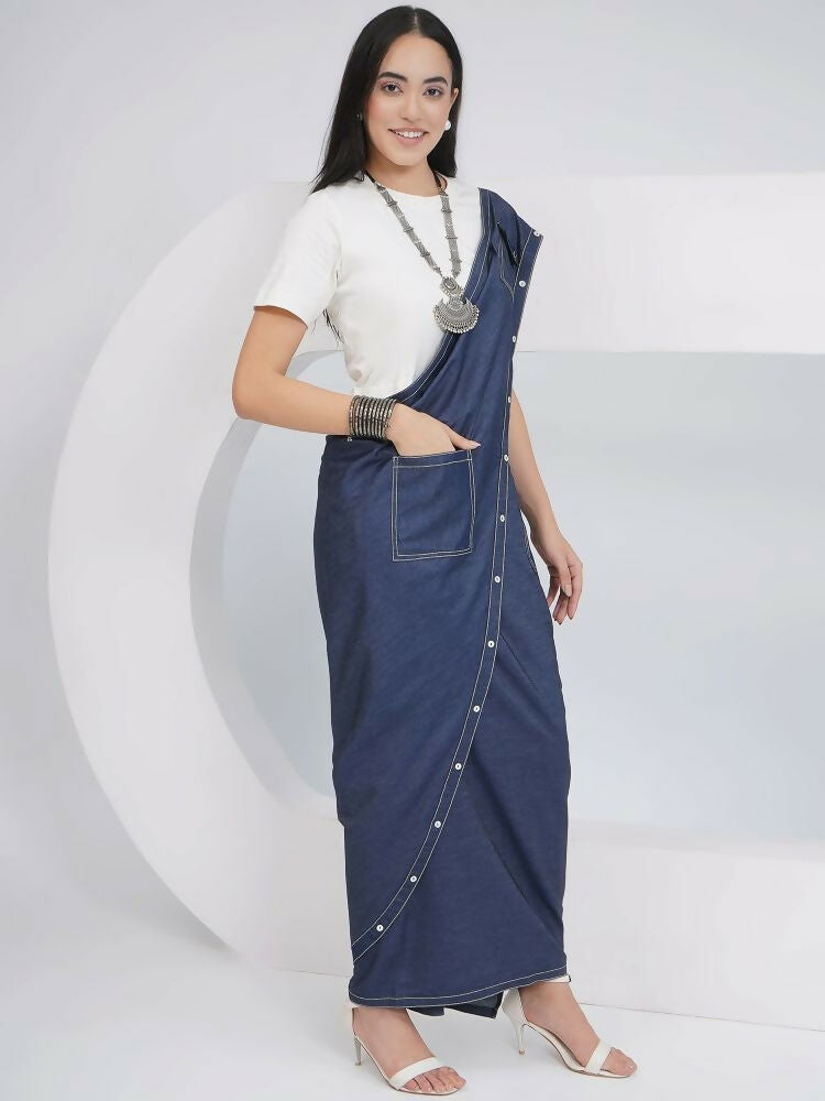 Joban Fashion Off White Cotton Denim Skirt Drape With Top | Grocsy