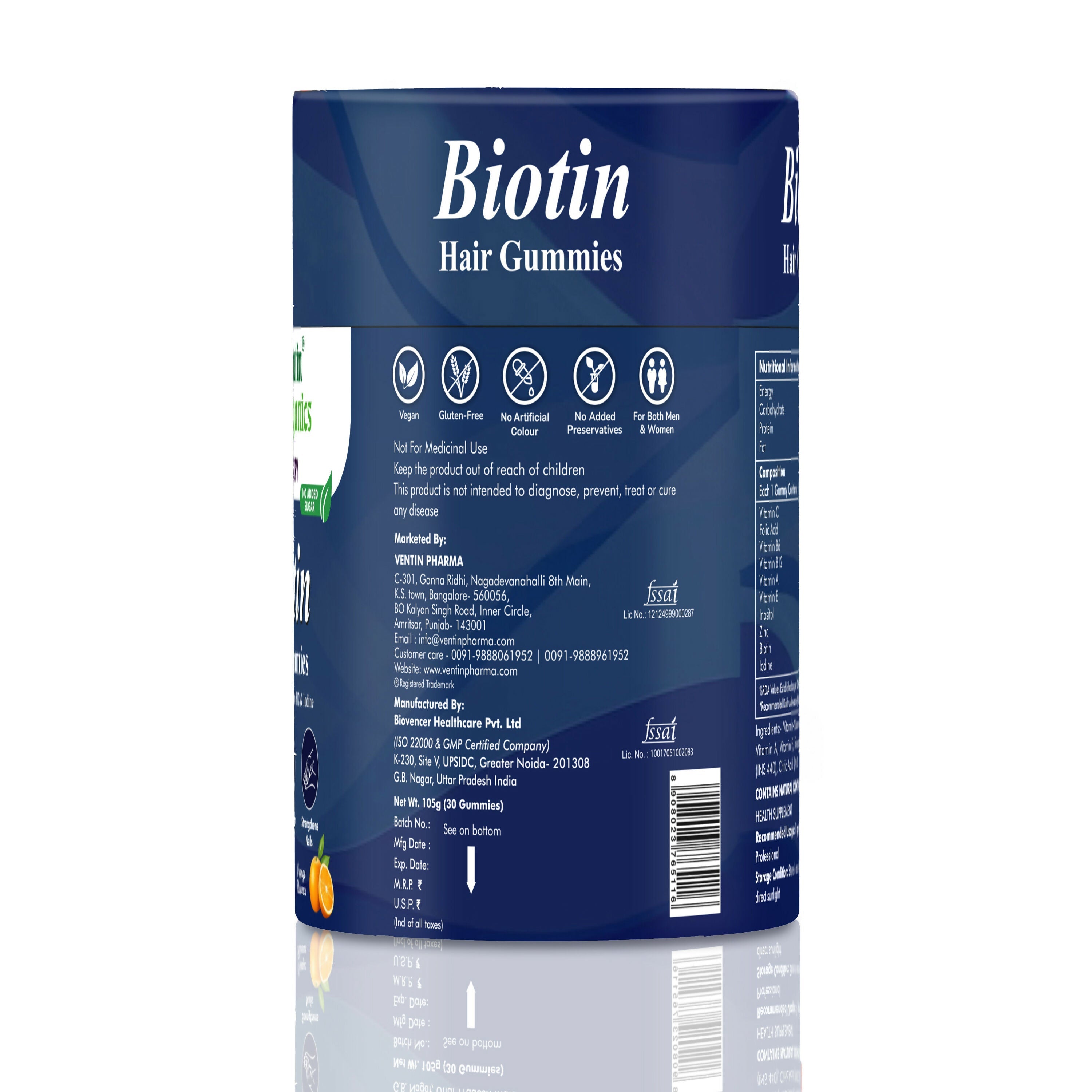 Ventin Organics Glossify Biotin Hair, Skin & Nails Gummies | Grocsy