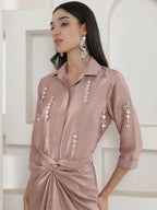 Joban Fashion Rose Gold Tie Knot Skirt Set | Grocsy