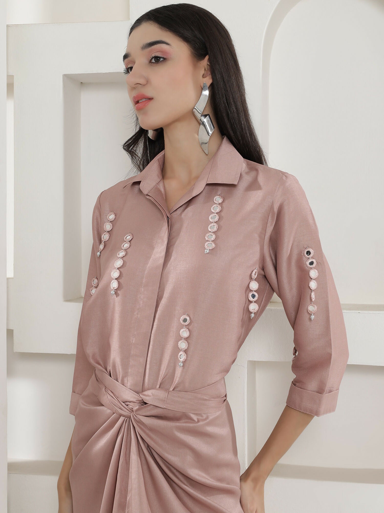 Joban Fashion Rose Gold Tie Knot Skirt Set | Grocsy