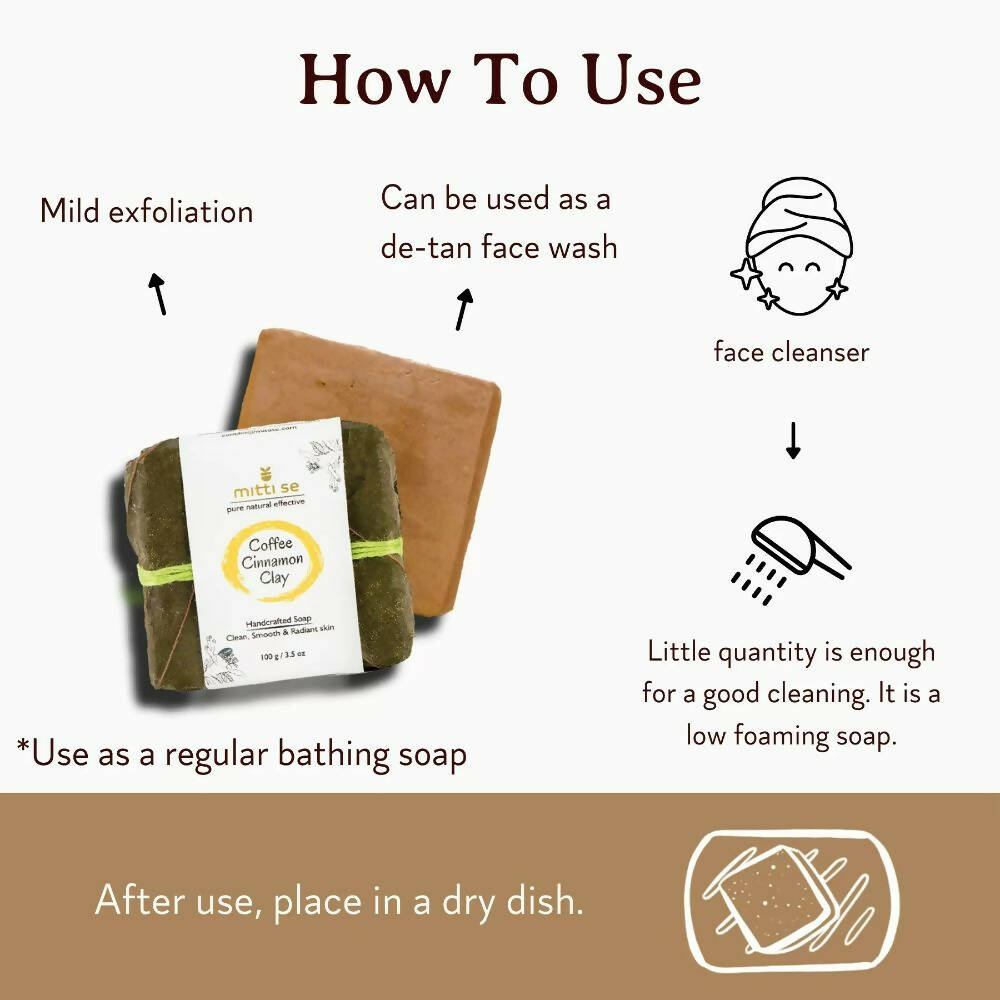 Mitti Se Coffee Cinnamon Clay Handcrafted Soap | Grocsy