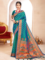 Shree Shyam Fashion Paithani Silk Sea Green Saree | Grocsy