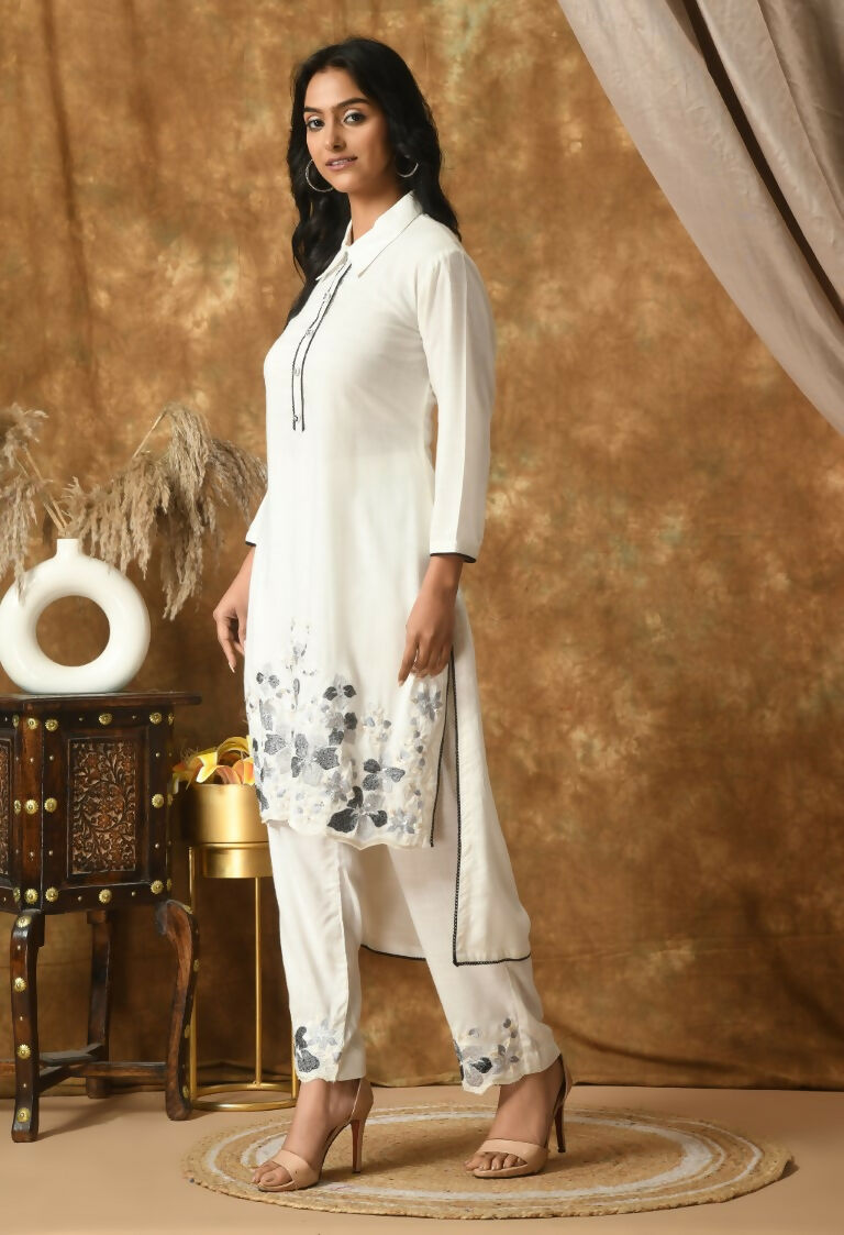 Joban Fashion White Cotton Rayon Kurta Set | Grocsy